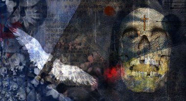 Manevi grunge sanatı. 3B görüntüleme