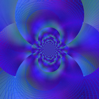 Mor mavi renkte fraktal desen. 3B görüntüleme