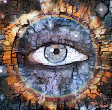 İnsan gözü. Soyut resim. 3B görüntüleme