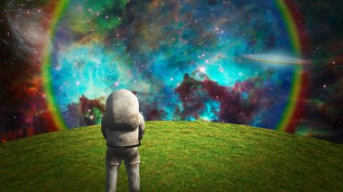 Yeşil gezegendeki astronot. Süper nova. 3B görüntüleme