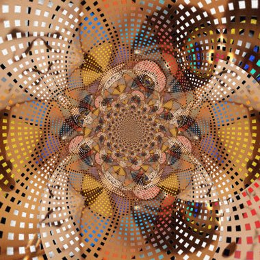 Bej renkli soyut fraktal. 3B görüntüleme