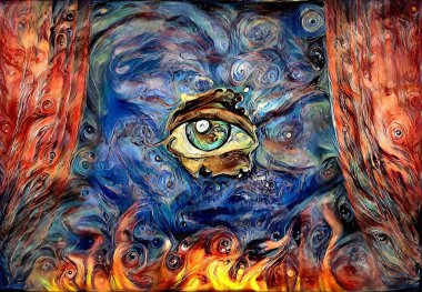 Gözler soyut sahnede. 3B görüntüleme