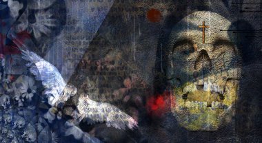 Manevi grunge sanatı. 3B görüntüleme