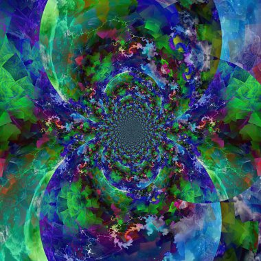 Renkli kaleydoskopik fraktal. 3B görüntüleme