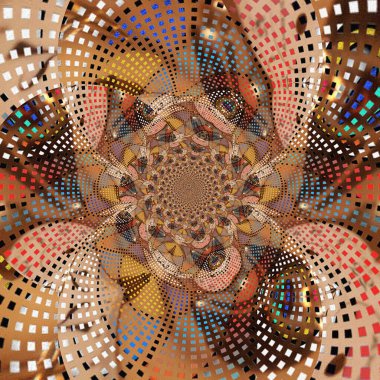 Bej renkli soyut fraktal. 3B görüntüleme