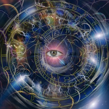 Göz ve zodyak saat. 3B görüntüleme