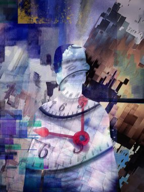 Soyut insan ve zaman sarmalı. 3B görüntüleme