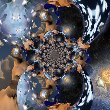 Soyut resim. Yüzü yerine kapısı açık bir adam. Boyutlar ve elementler eriyor. 3B görüntüleme