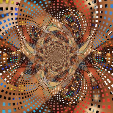 Bej renkli soyut fraktal. 3B görüntüleme