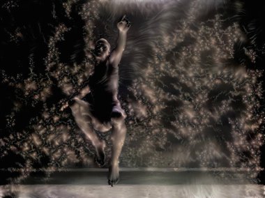 Soyut sahnedeki insanlar. 3B görüntüleme