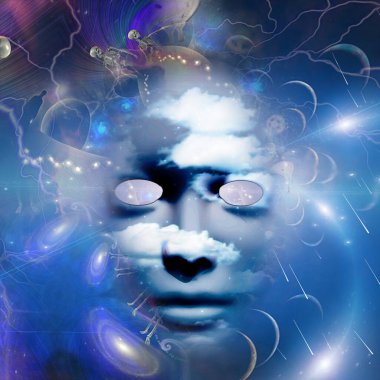 Gerçeküstü sanat. Hayalet surat. 3B görüntüleme