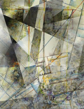 Modern Geometrik Soyut Boyama. 3B görüntüleme