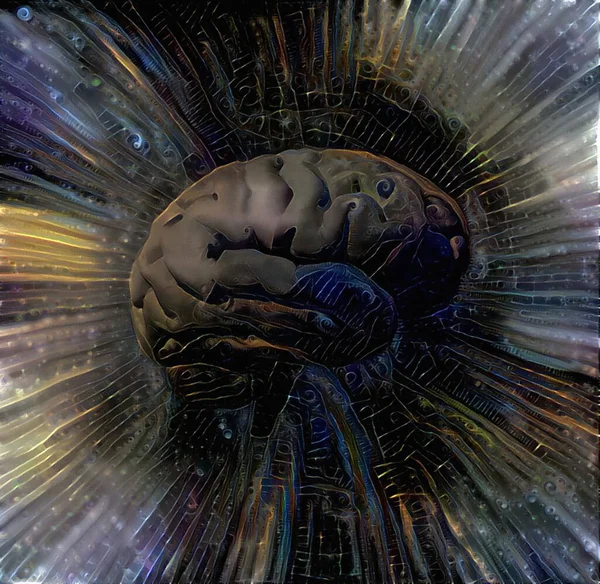 人脑抽象 3D渲染 — 图库照片