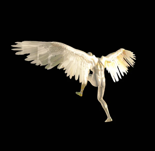 Angel being holds divine light. 3D rendering