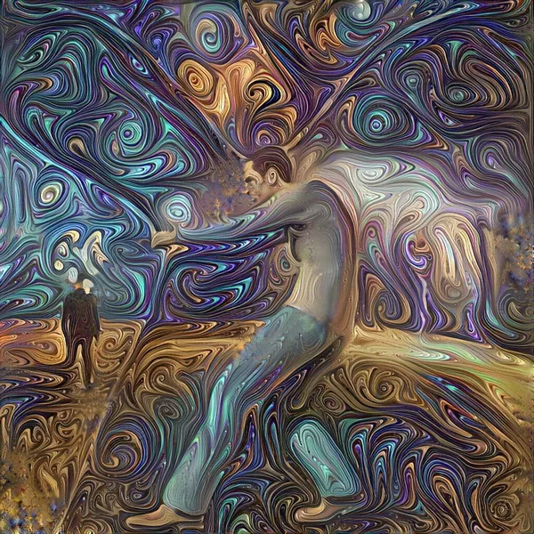 Чарівною Завісою Сюрреалістичне Мистецтво Яскраві Кольори Візуалізація — стокове фото
