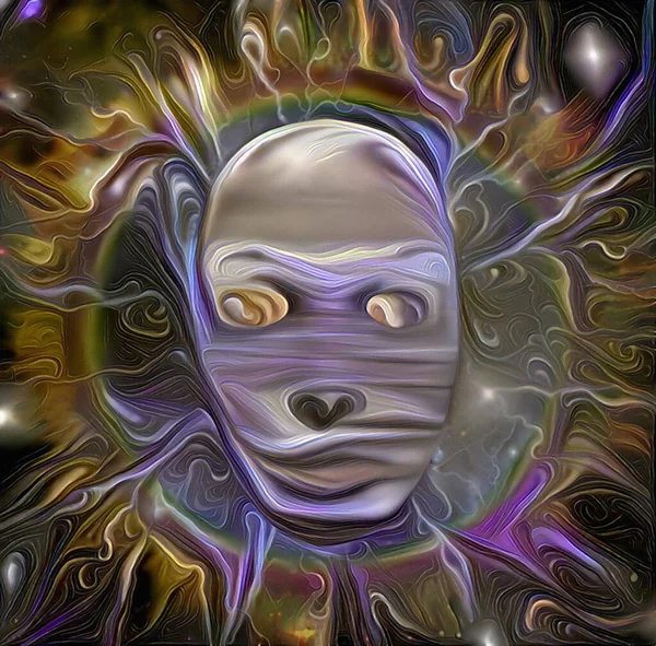 Mystisk Mask Abstrakt Målning Rendering — Stockfoto