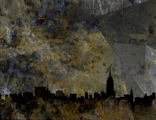 Panorama Nowego Jorku Nowoczesna Sztuka Abstrakcyjna — Zdjęcie stockowe