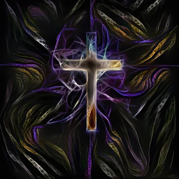 Christian Cross Painting Rendering — Stock Photo, Image