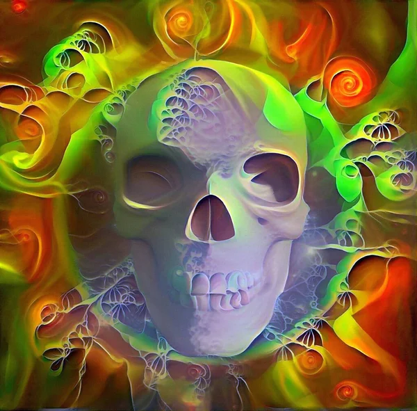 Human Skull Painting Rendering — Stock Photo, Image