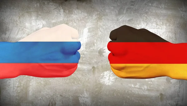 Russia Germany Men Fists Rendering — Stock Photo, Image
