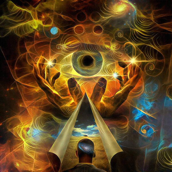 Before the eye of God. 3D rendering