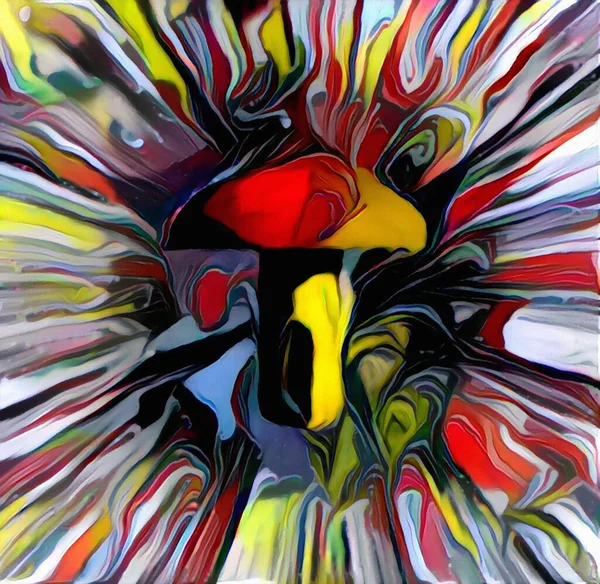 Абстрактный Гриб Красочная Живопись Рендеринг — стоковое фото