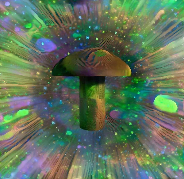 摘要蘑菇 色彩艳丽的油画3D渲染 — 图库照片