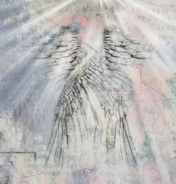 Arte Oscura Moderna Angel Wings Rendering — Foto Stock