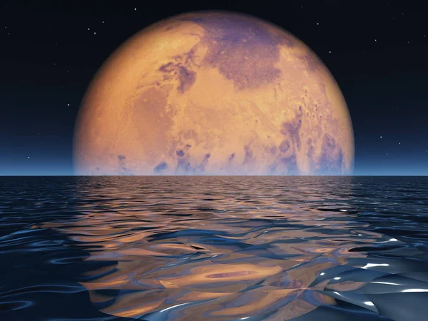 元惑星の海 3Dレンダリング — ストック写真