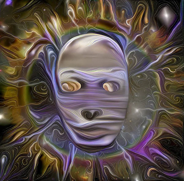 Abstrakt Målning Mystisk Kvinnlig Mask Rendering — Stockfoto
