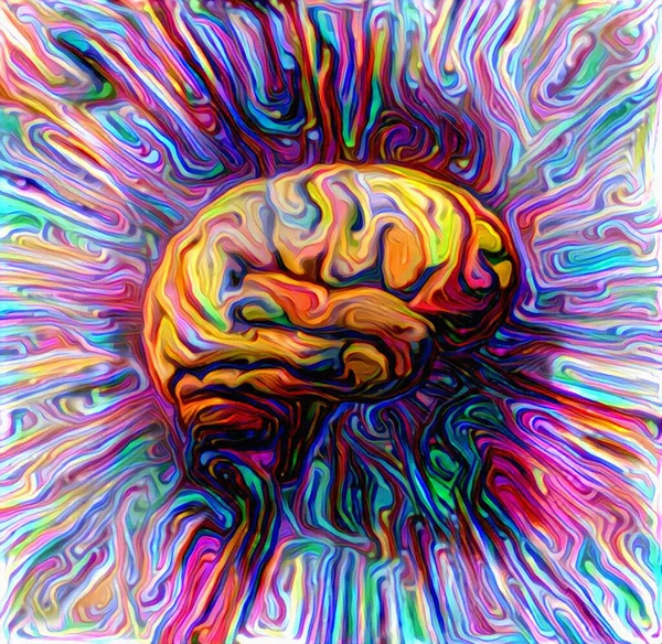 人脑抽象 3D渲染 — 图库照片