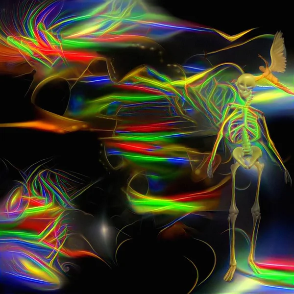 Esqueleto Arte Abstracto Espiritual Renderizado — Foto de Stock