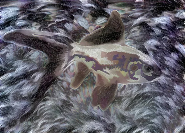 抽象画 カラフルな幻覚性魚 3Dレンダリング — ストック写真