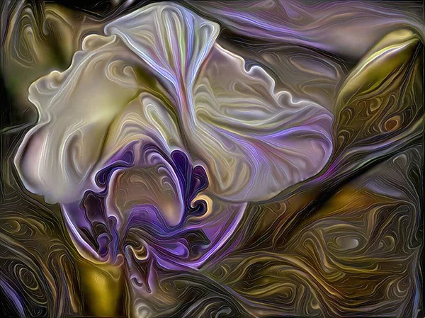 Květina Iris Živá Abstraktní Malba Vykreslování — Stock fotografie