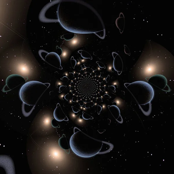 Planetary fractal. Endless dimensions. 3D rendering