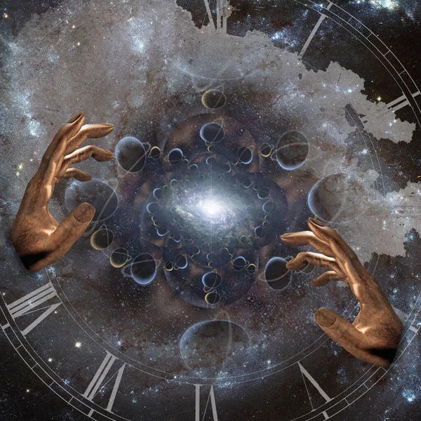 Mains Horloge Dans Espace — Photo