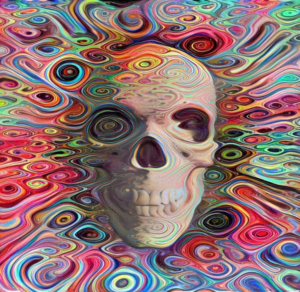 Arte Oscuro Calavera Humana Renderizado — Foto de Stock