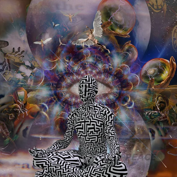 Meditation Och Surrealistiska Visioner Rendering — Stockfoto