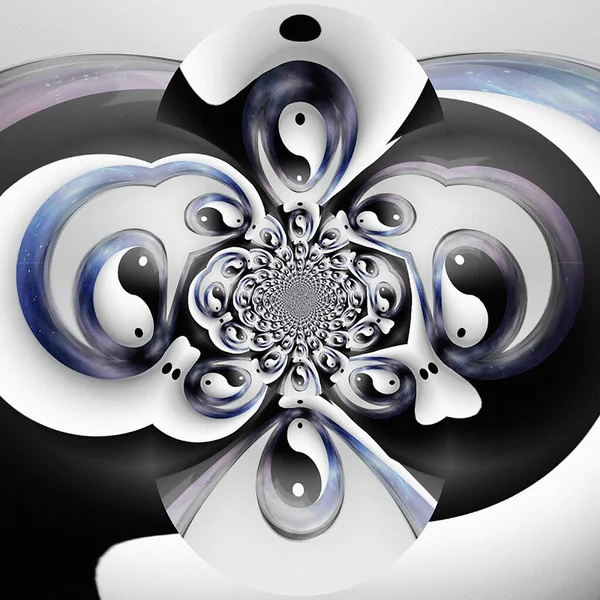 Yin Yang Sign Fractal Rendering — Stock Photo, Image