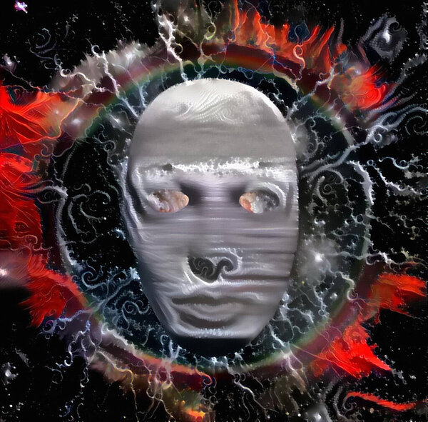 Mystic mask. Abstract painting. 3D rendering