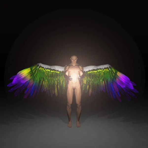 天使拥有神圣的光芒 3D渲染 — 图库照片