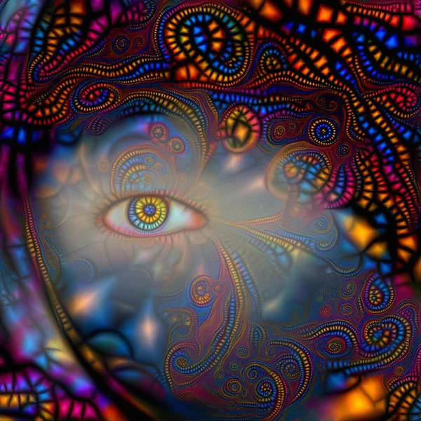 Todos Viendo Eye Pintura Abstracta Renderizado — Foto de Stock