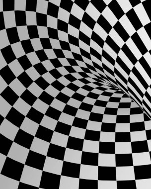 Modern dijital sanat. Kareli tünel. 3B görüntüleme