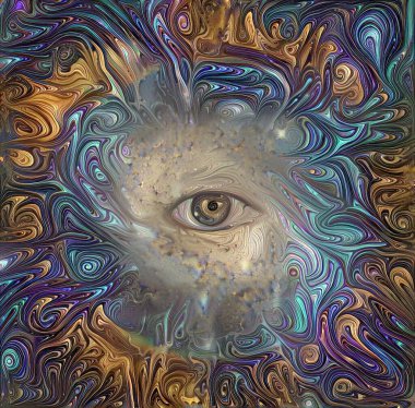 Hepsi Gören Göz. Soyut resim. 3B görüntüleme