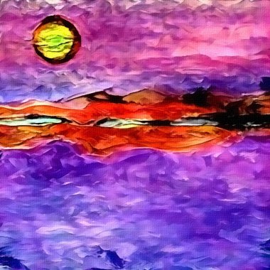 Soyut gün batımı görünümü. 3B görüntüleme