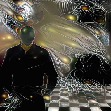 Soyut sanat. Dijital resim. 3B görüntüleme