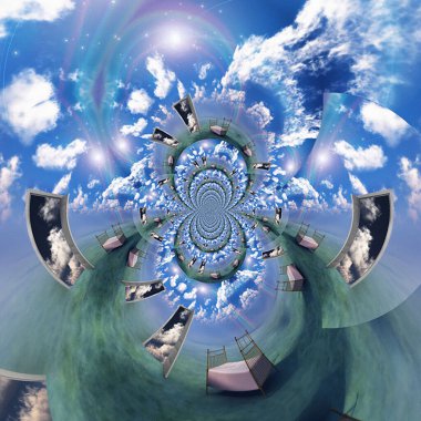 Bir sürü kapısı olan fraktal. 3B görüntüleme