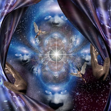 Solucan deliğindeki melekler. 3B görüntüleme