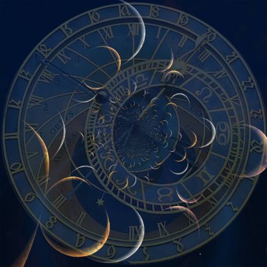 Zodiac saat kolajı. 3B görüntüleme