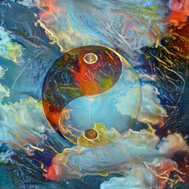 Ying Yang işareti. 3B görüntüleme